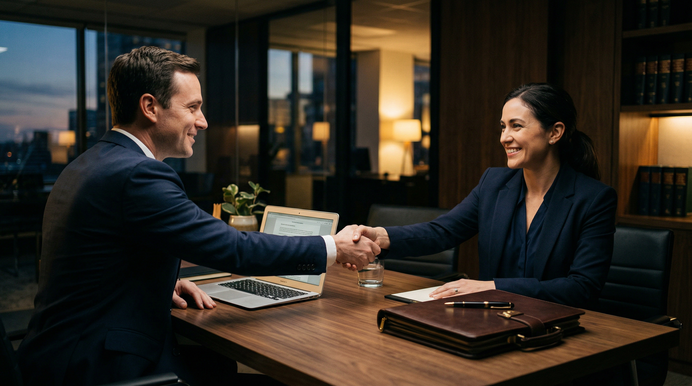 Two professionals in a legal consultation