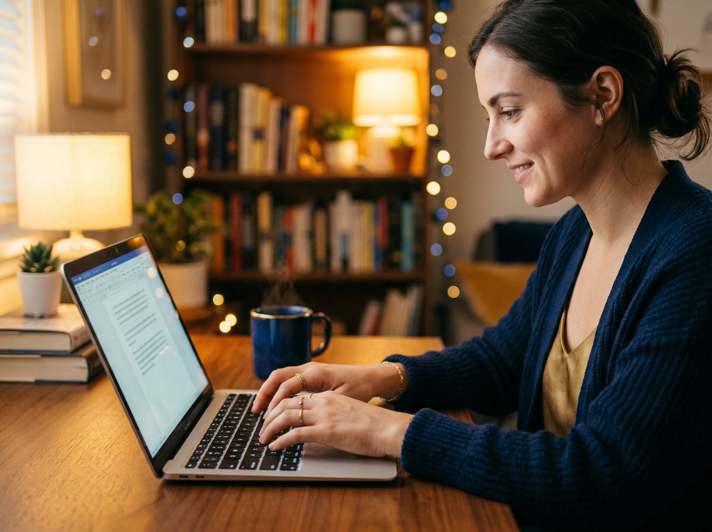 Person working on laptop at home